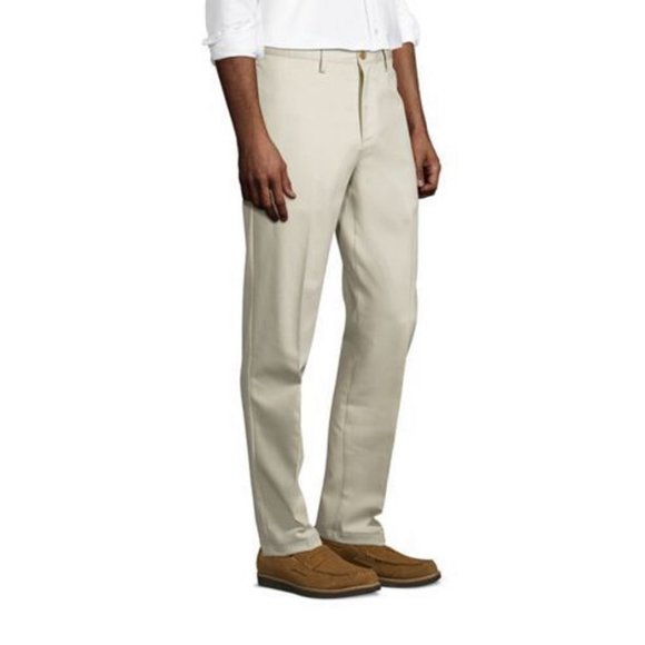 NWT LANDS' END MEN'S TRADITIONAL FIT CHINO PANTS KHAKI 31X34 NO IRON - Picture 3 of 9